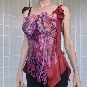 Custom multi fabric textured top